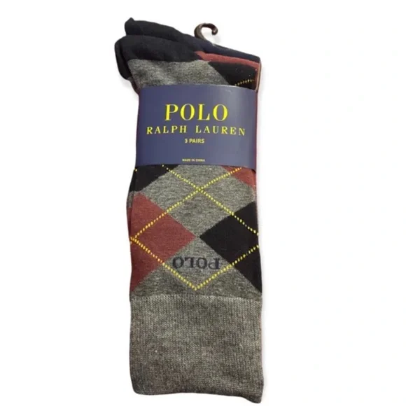Polo Ralph Lauren | Underwear & Socks | Polo Ralph Lauren 3pair Casual Dress  Socks Argyle Gray Burgundy Blue 13 | Poshmark